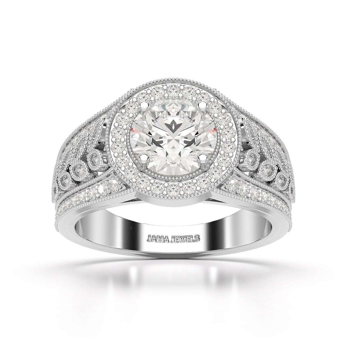 2.03 CT Round Cut Halo Lab Diamond Ring