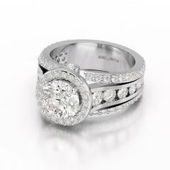 3.78 CT Round Cut Halo Lab Diamond Ring