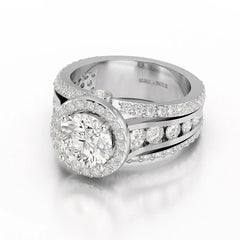 3.78 CT Round Cut Halo Lab Diamond Ring Jama Jewels