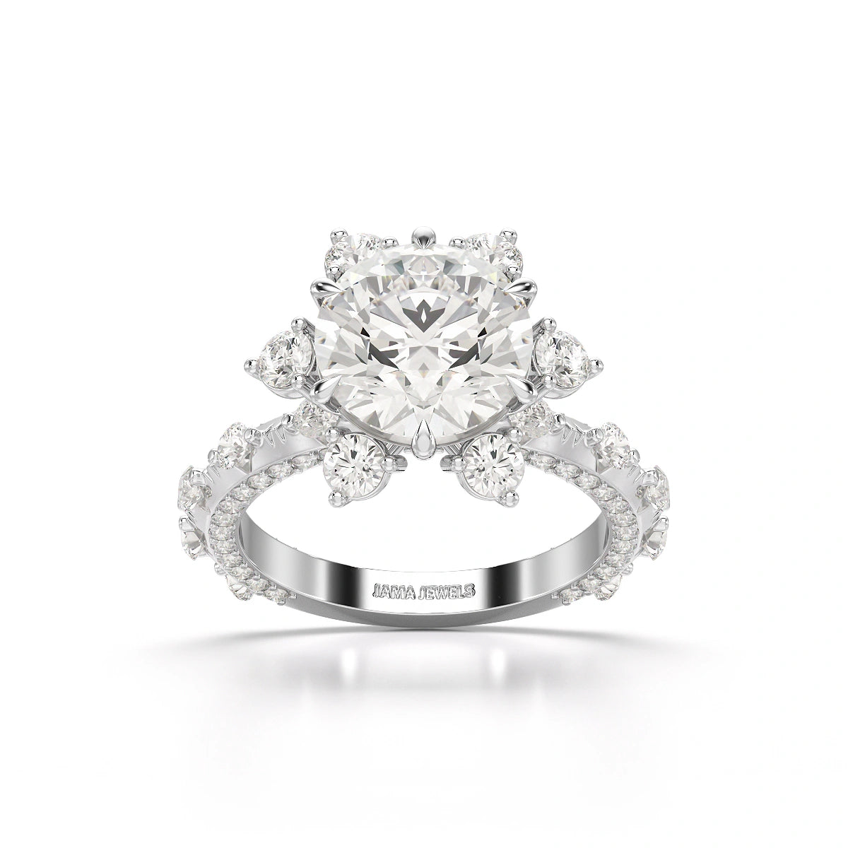4.61 CT Round Cut Flower Halo Lab Diamond Ring