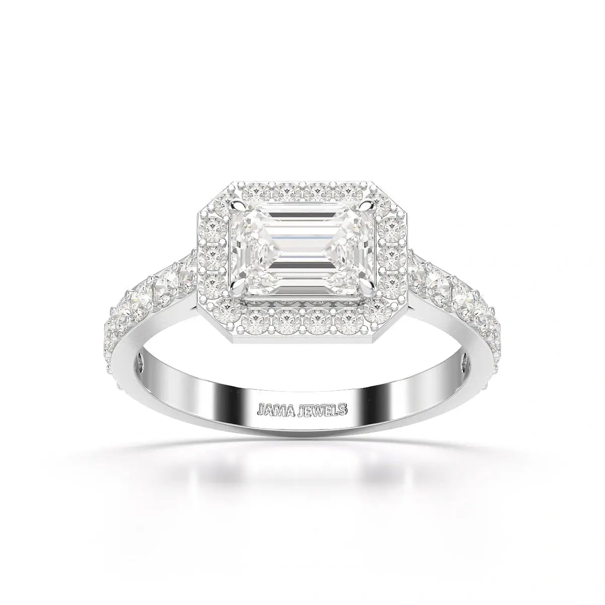 1.71 CT Emerald Cut Halo Lab Diamond Ring
