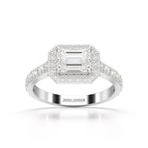 1.71 CT Emerald Cut Halo Lab Diamond Ring