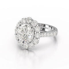 4 CT Oval Cut Halo Lab Diamond Ring