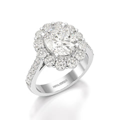 4 CT Oval Cut Halo Lab Diamond Ring
