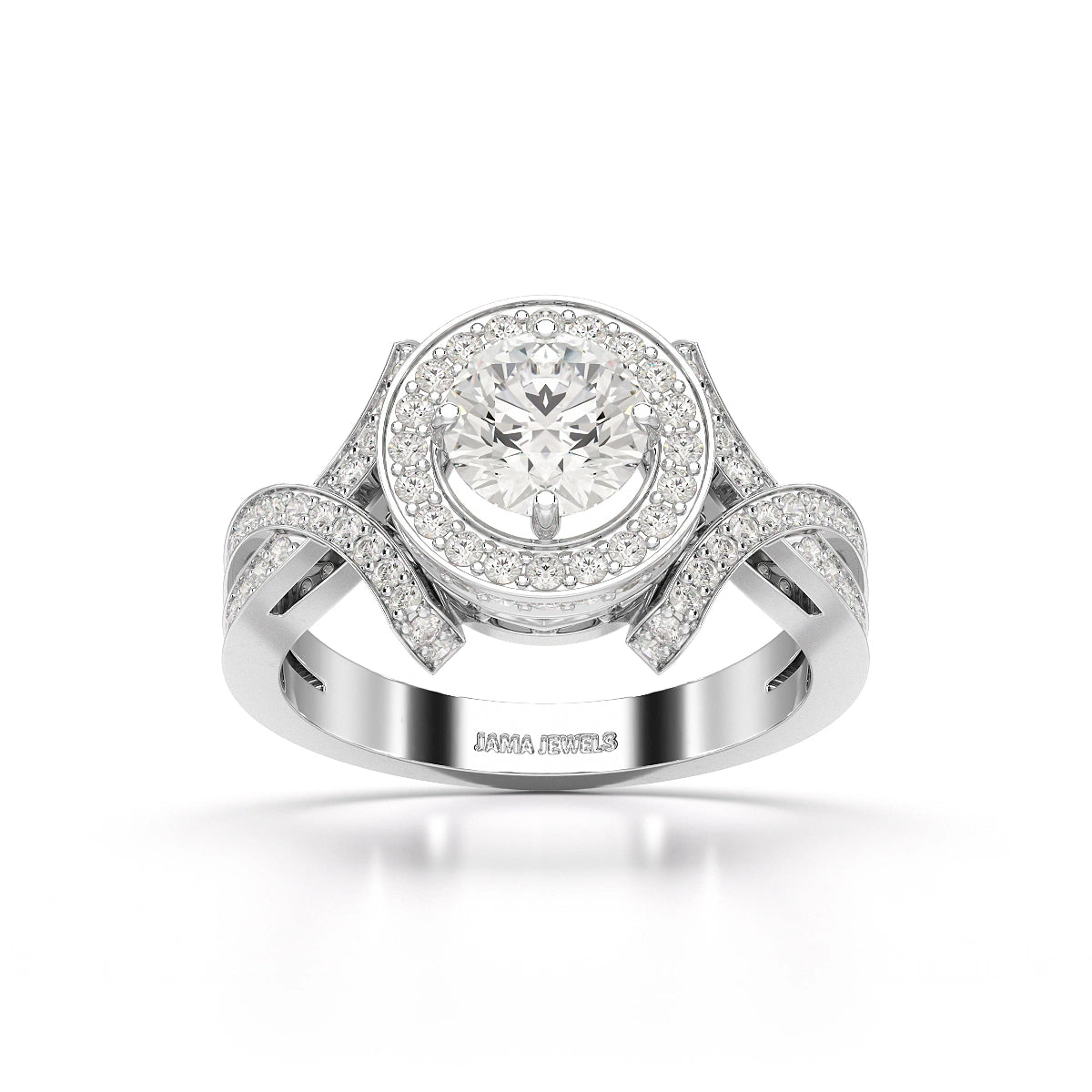 1.9 CT Round Cut Solitaire Halo Lab Diamond Ring