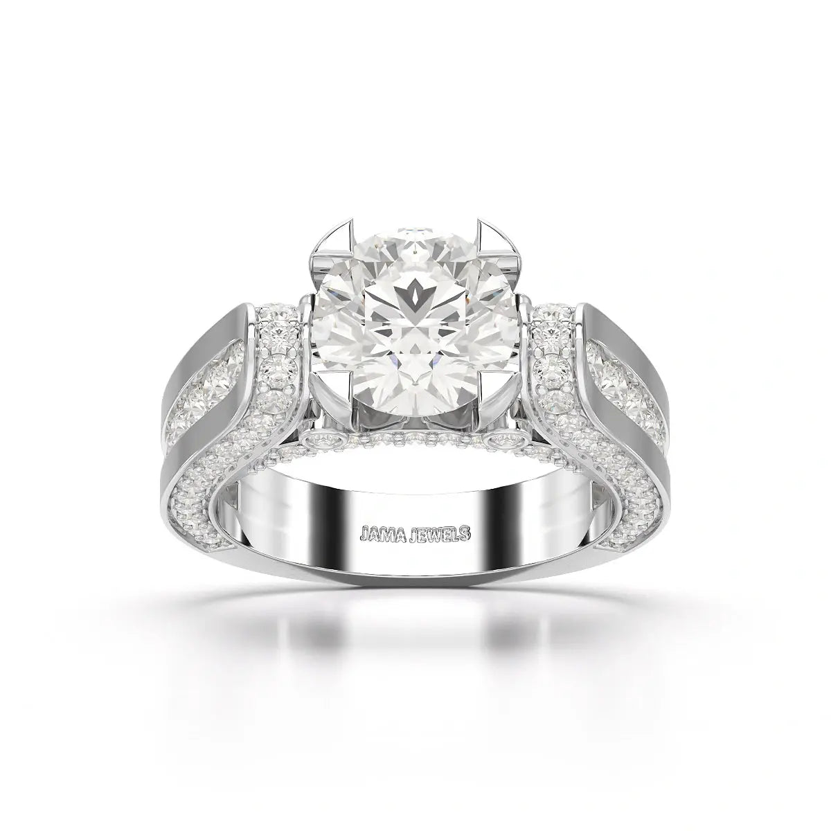 3.4 CT Cushion Cut Solitaire Lab Diamond Ring Jama Jewels