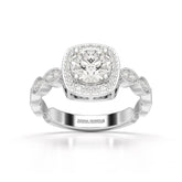 1.57 CT Cushion Cut Solitaire Halo Lab Diamond Ring