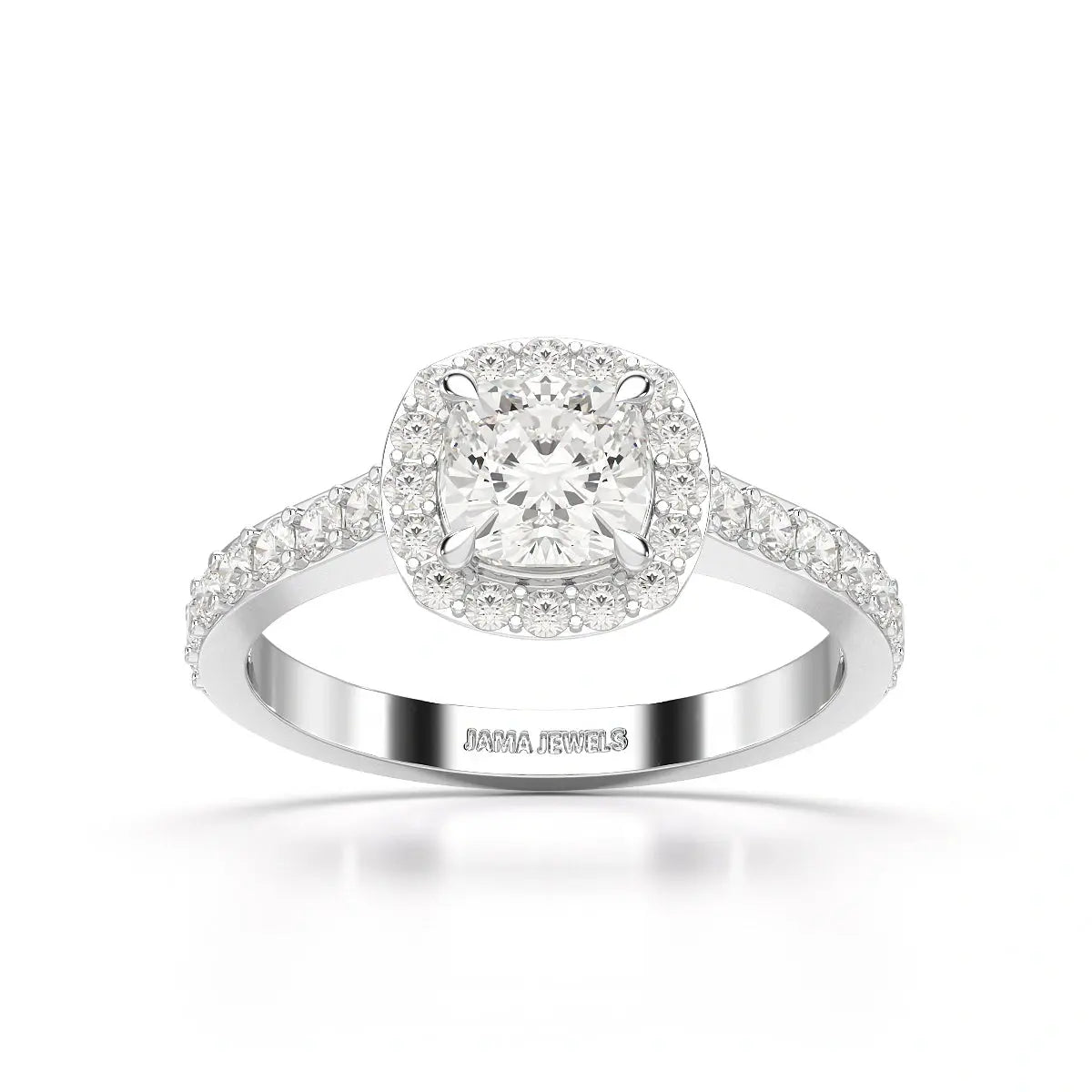 1.54 CT Cushion Cut Halo Lab Diamond Ring