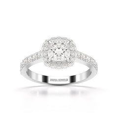 1.54 CT Cushion Cut Halo Lab Diamond Ring