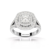 1.83 CT Cushion Cut Halo Lab Diamond Ring