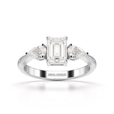 1.4 CT Three Stone Emerald/Pear Cut Lab Diamond Ring