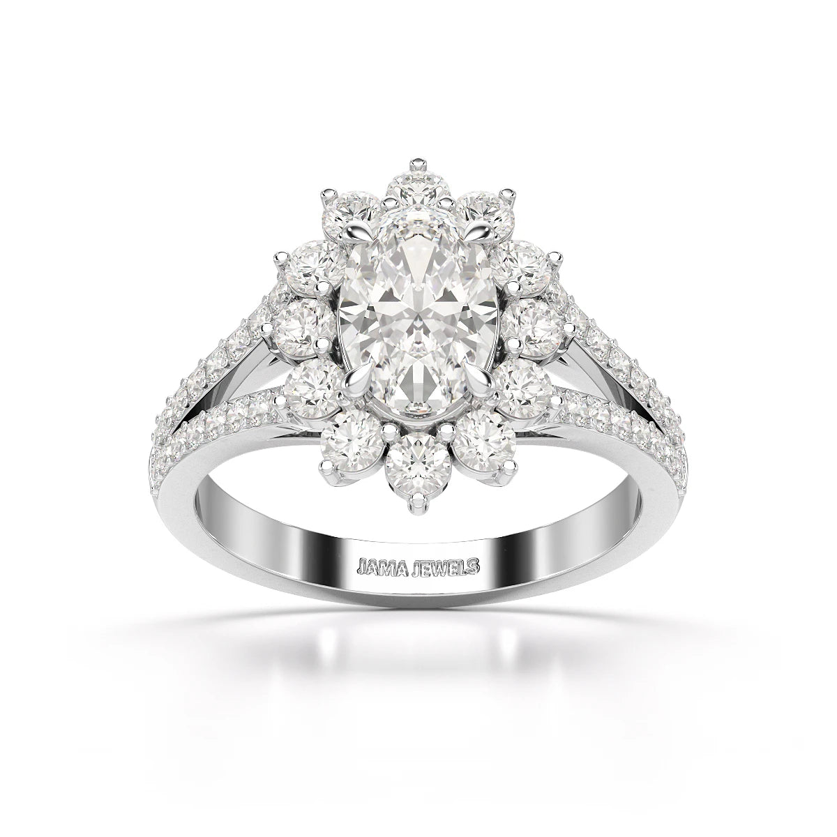 1.94 CT Oval Cut Halo Lab Diamond Ring