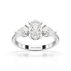2.1 CT Oval Cut Three Stone Lab Diamond Ring