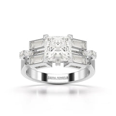 2.54 CT Princess Cut Lab Diamond Ring