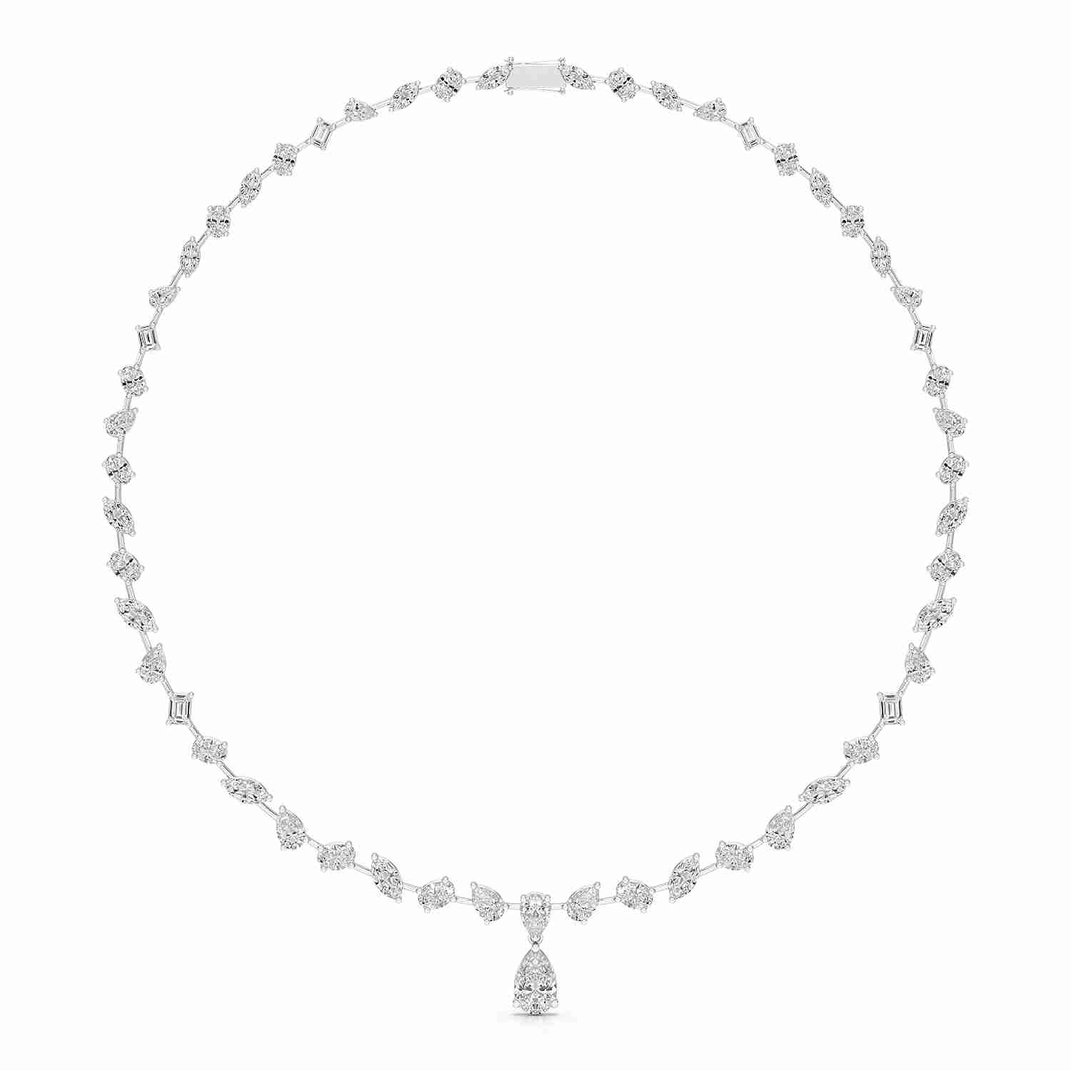 20.83 CT Lab Diamond Pear Cut Emerald Necklace Jama Jewels