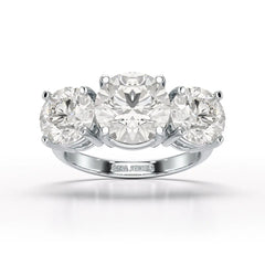 Round Lab Diamond Three Stone 6.07 CT Wedding Ring - Jama Jewels