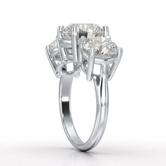 Round Lab Diamond Three Stone 6.07 CT Wedding Ring - Jama Jewels