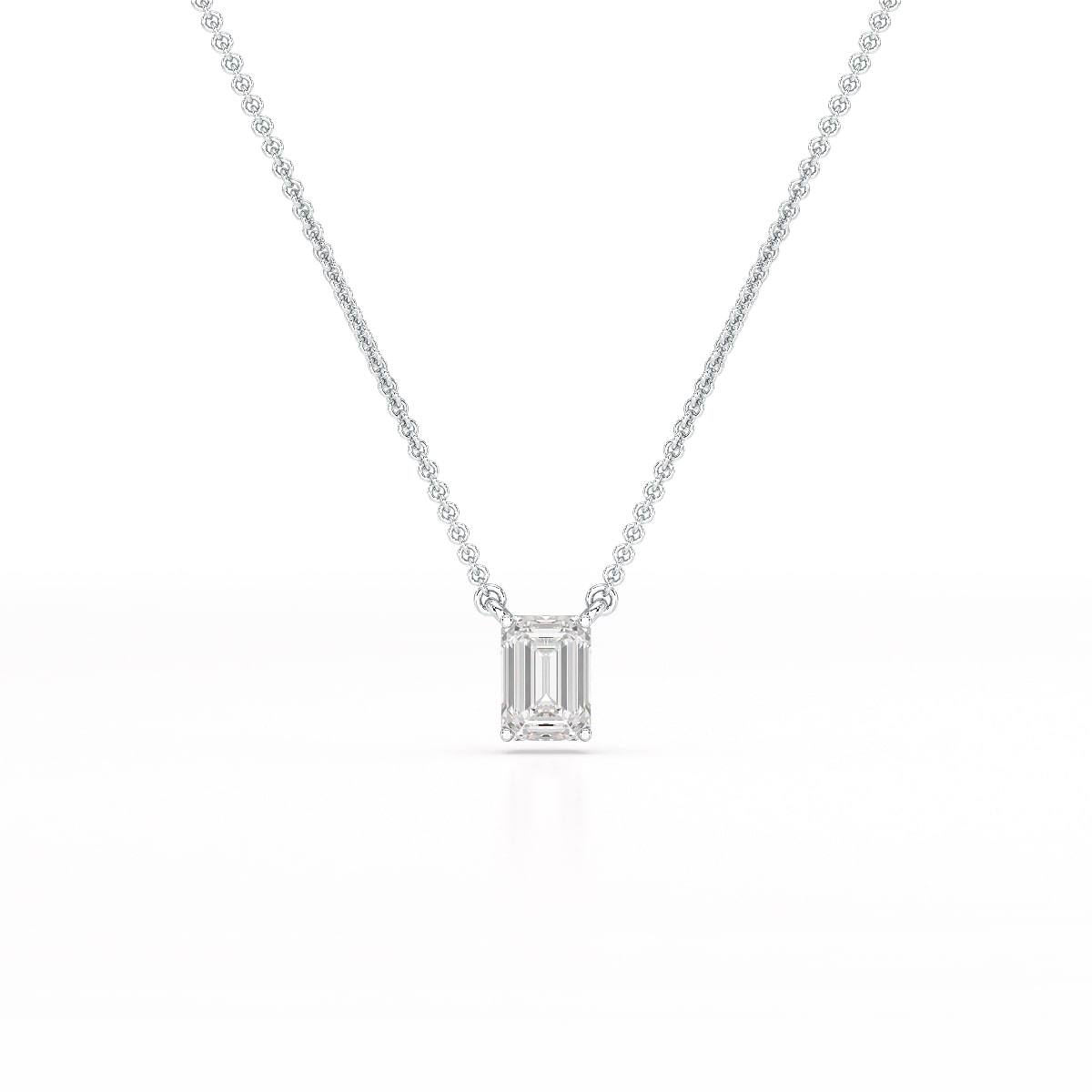 1 CT Emerald Cut Lab Grown Diamond Solitaire Pendant