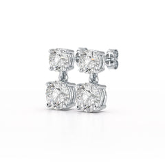 Simple Round Cut 6.34 CT Lab Diamond Drop Earring
