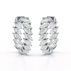 3.4 CT Marquise Cut Lab Diamond Hoop Earrings Jama Jewels