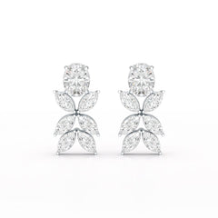 6.45 CT Marquise and Oval Cut Drop Earrings