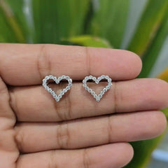 0.55 CT Heart Shape Stud Earring with Round Diamonds (Ready for Delivery) Jama Jewels