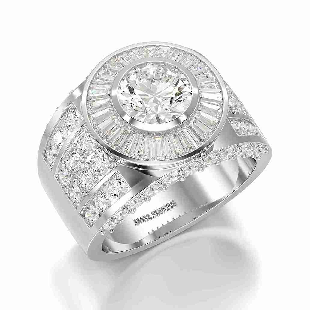 5.75 CT Round Shape Lab Diamond Men's Ring Jama Jewels