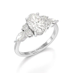 2 CT Oval Shaped Round Lab Diamond Ring