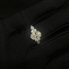 2.08 CT Oval Cut Lab Diamond Ring with side diamonds (Ready for Delivery)