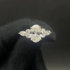 2.08 CT Oval Cut Lab Diamond Ring with side diamonds (Ready for Delivery)