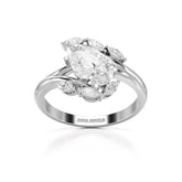 1.7 CT Pear Cut Lab Diamond Ring with Marquise Side Stones Jama Jewels