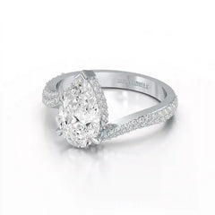 2.55 CT Pear Cut Twisted Ring with Round Diamonds
