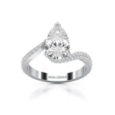 2.55 CT Pear Cut Twisted Ring with Round Diamonds Jama Jewels