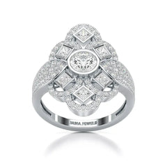 1.70 CT Princess & Round Diamonds Floral Cluster Ring Jama Jewels