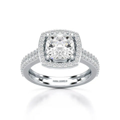 2.50 CT Cushion Cut Ring with Round Diamonds