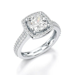 2.50 CT Cushion Cut Ring with Round Diamonds