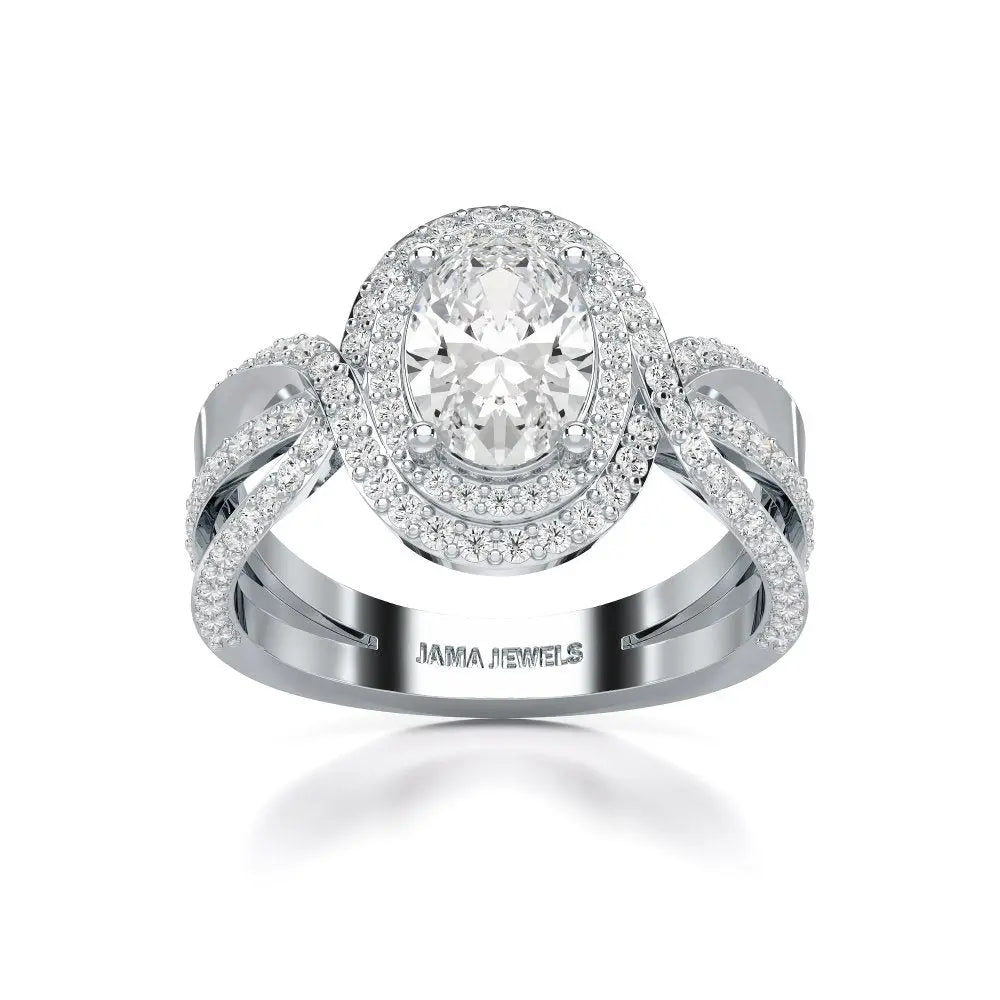 1.60 CT Oval Cut Diamond Halo Ring Jama Jewels