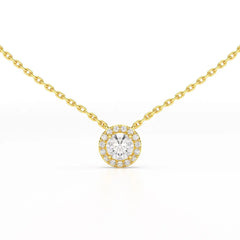 0.60 CT Round Cut Halo Lab Diamond Chain Pendant