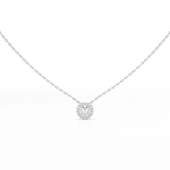 0.60 CT Round Cut Halo Lab Diamond Chain Pendant