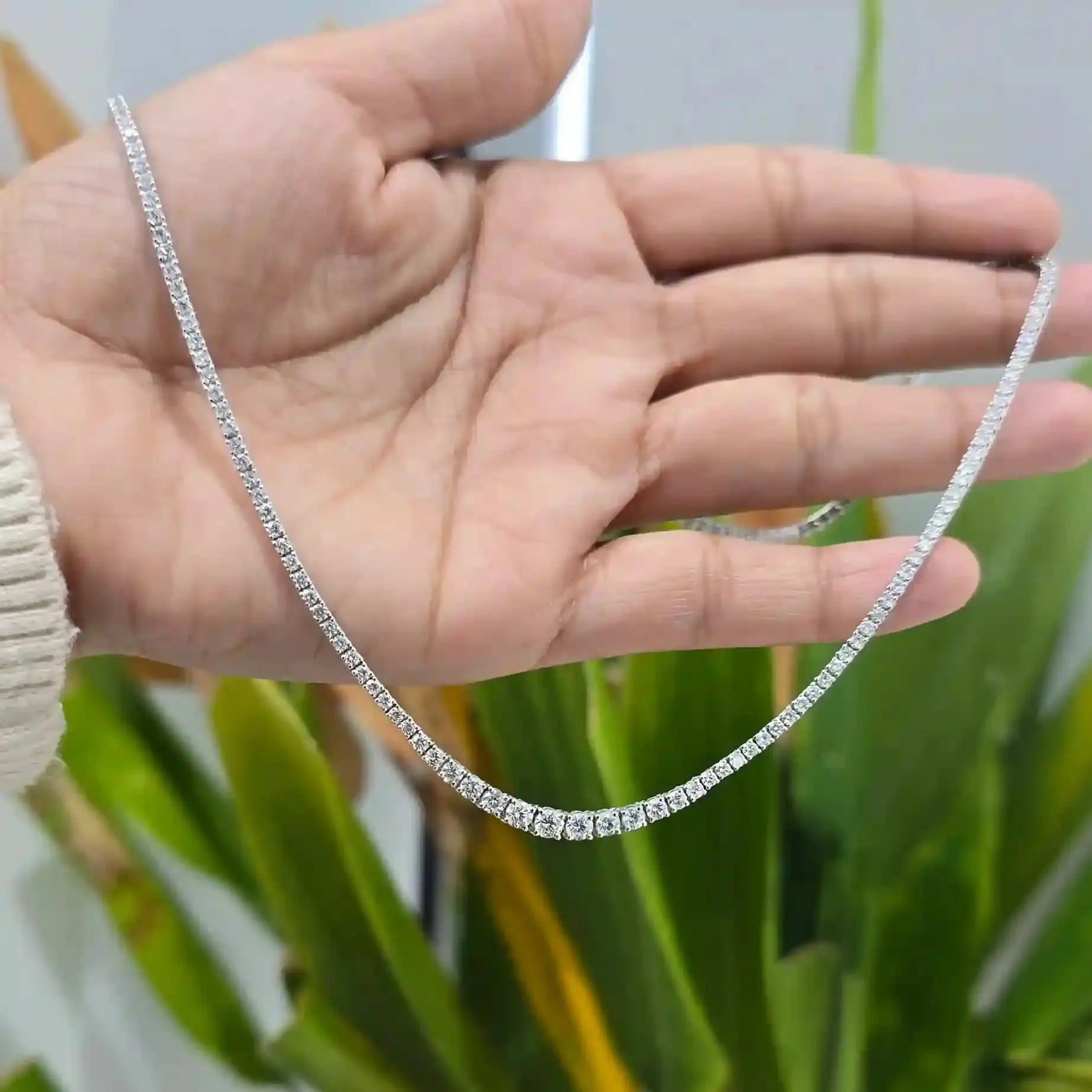 5.85 CT Round Diamond Tennis Necklace (Ready for Delivery) Jama Jewels