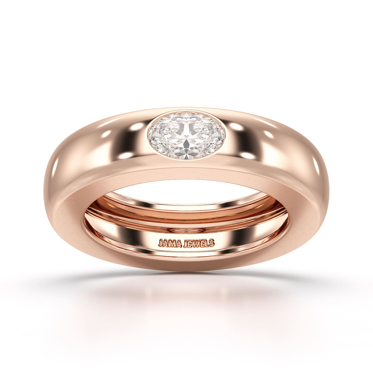 0.5 CT Oval Lab Diamond Simple Wedding Band