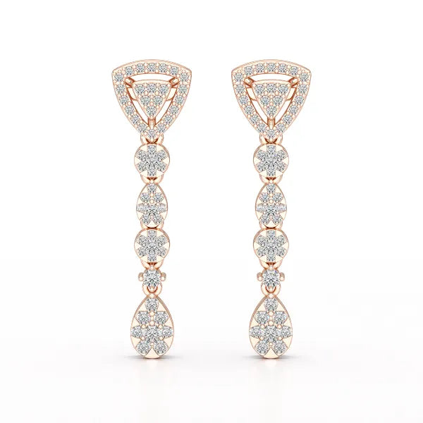 0.78 CT Round Dangle Drop Lab Diamond Earrings