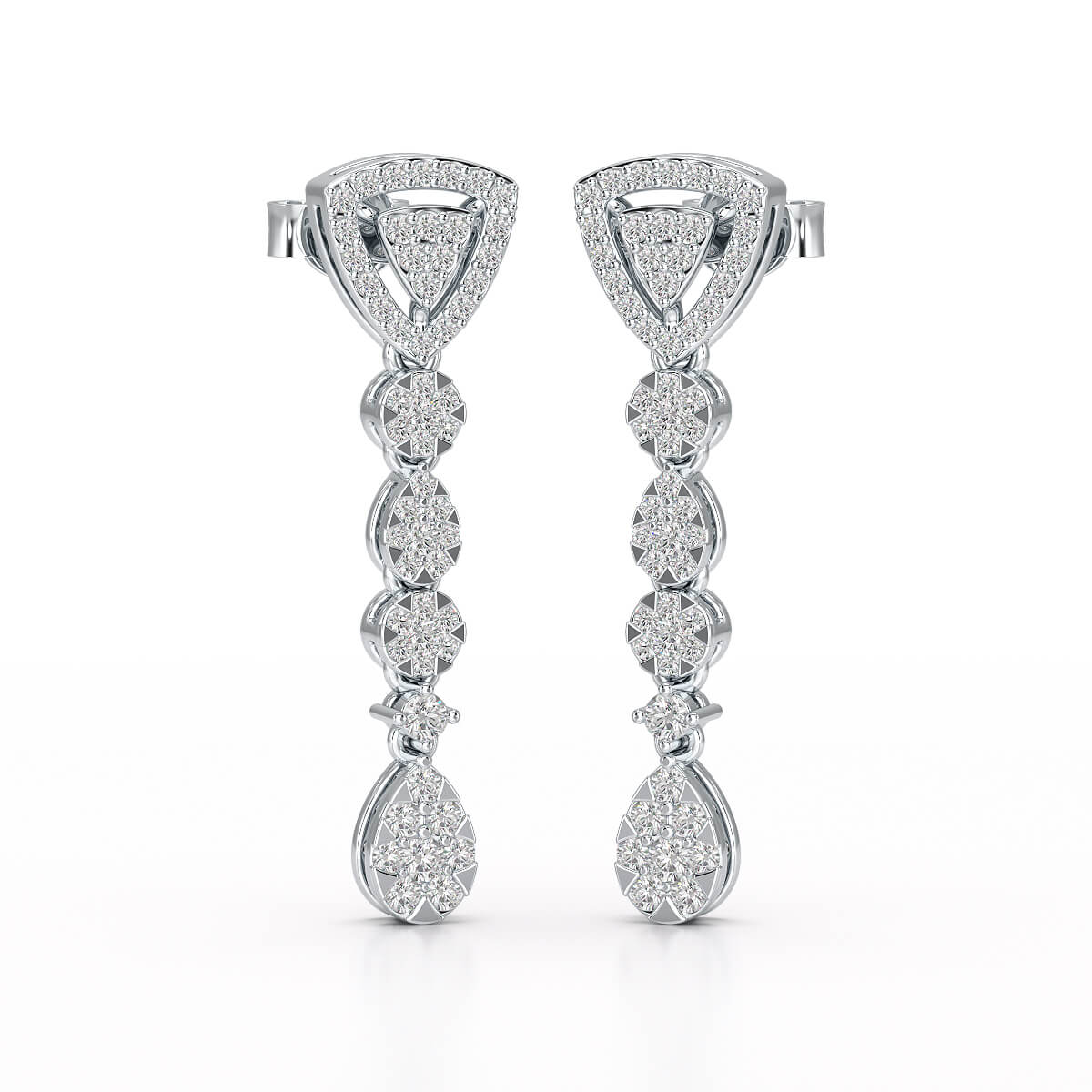 0.78 CT Round Dangle Drop Lab Diamond Earrings
