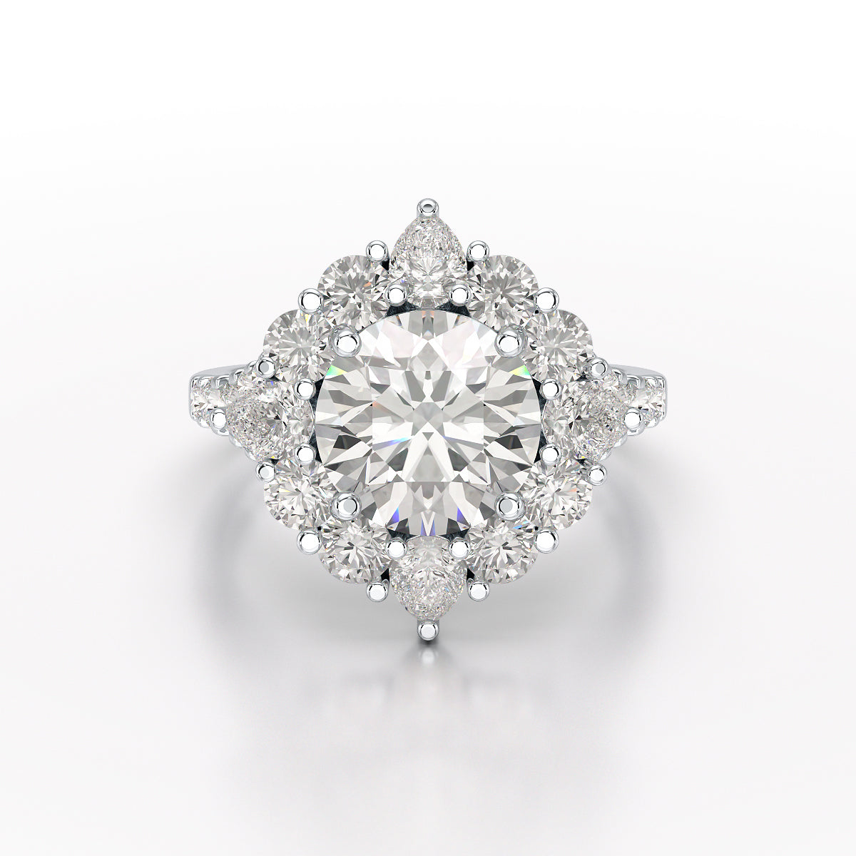 4.95 Carat Round Pear Lab Diamond Ring - Jama Jewels 