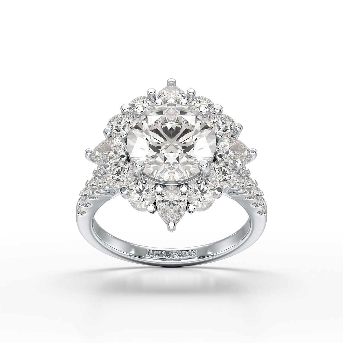 4.95 Carat Round Pear Lab Diamond Ring - Jama Jewels 