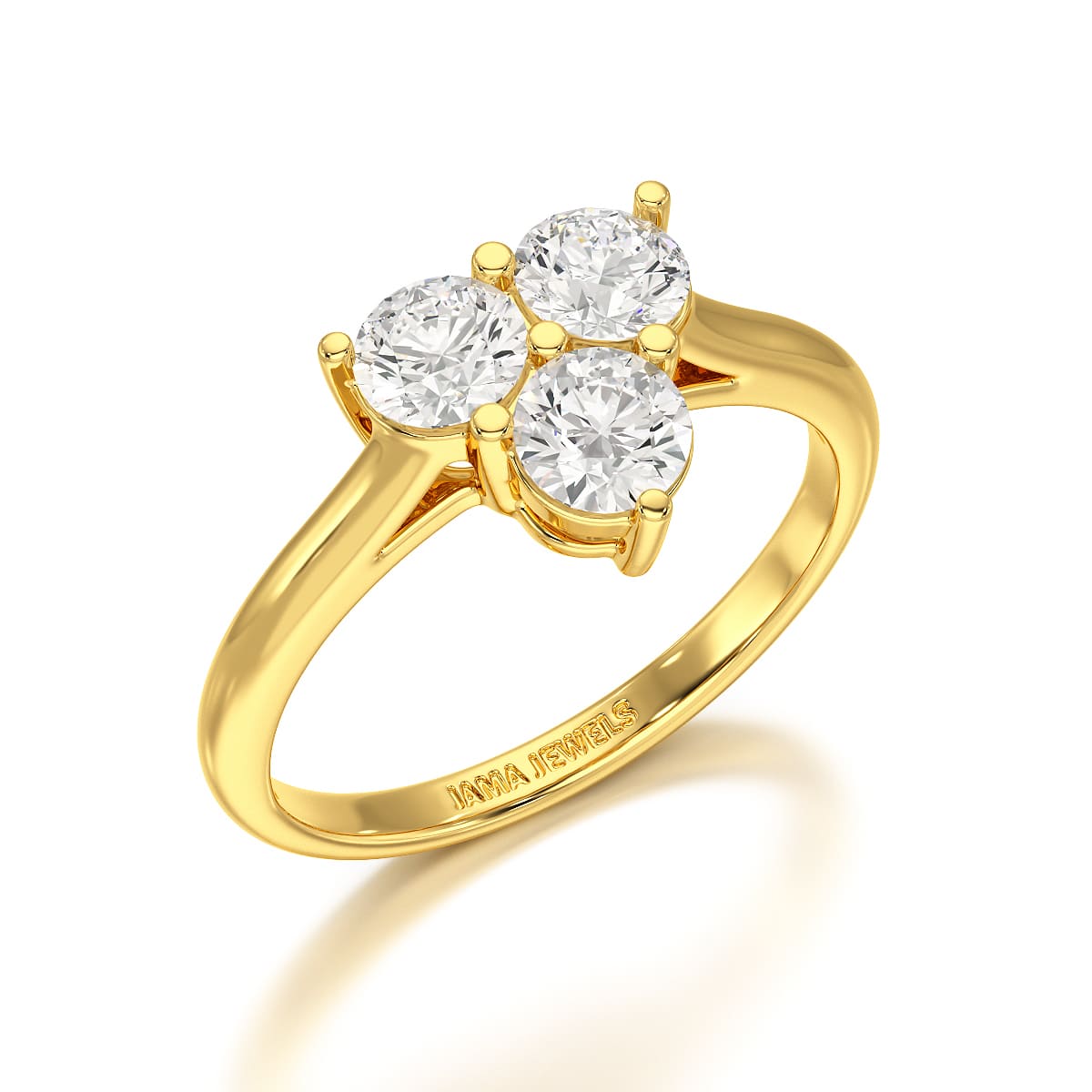 3 Stone Triangle Cut 1.03 CT Lab Diamond Engagement Ring - Jama Jewels 