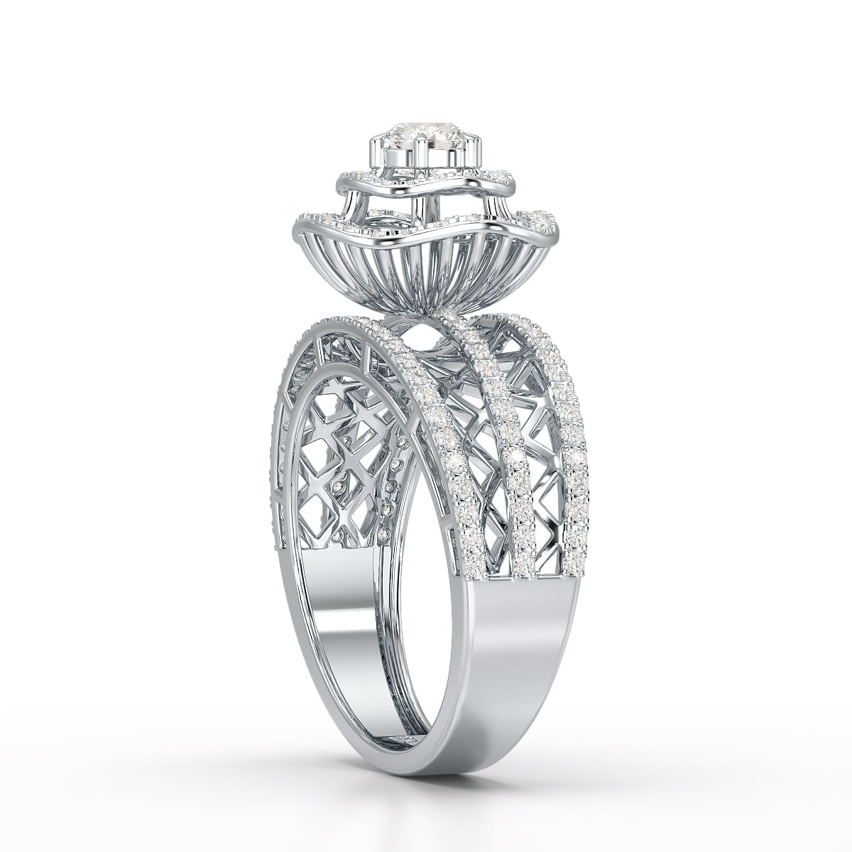 1.06 CT Halo Cluster Lab Diamond Ring