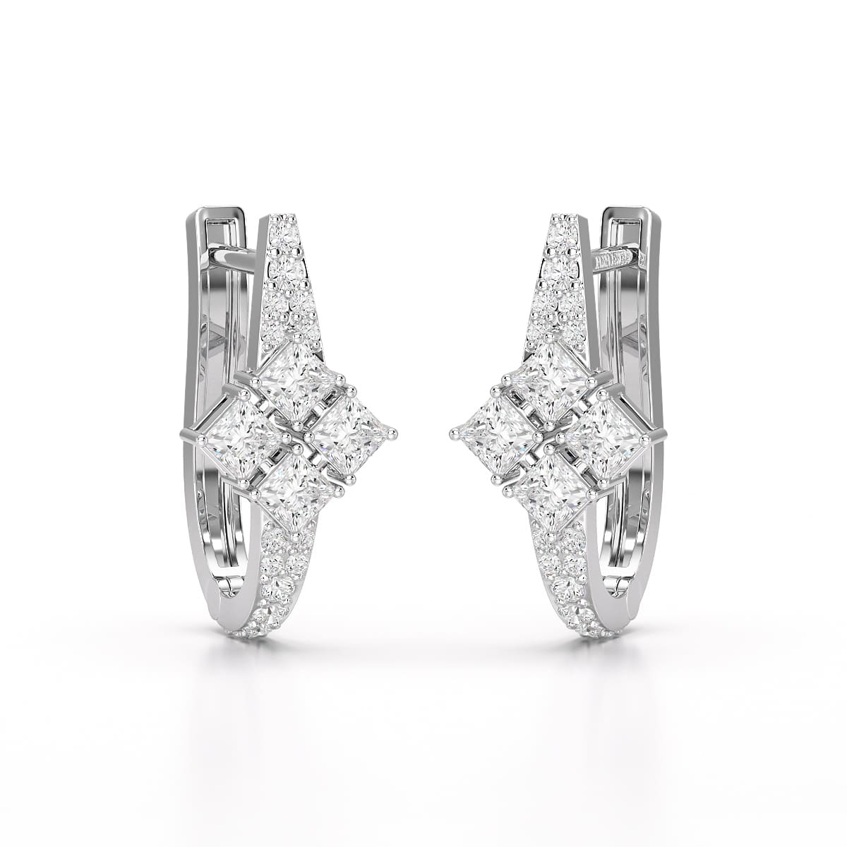 1.07 CT Princess Cut Lab Diamond Hoop Earrings