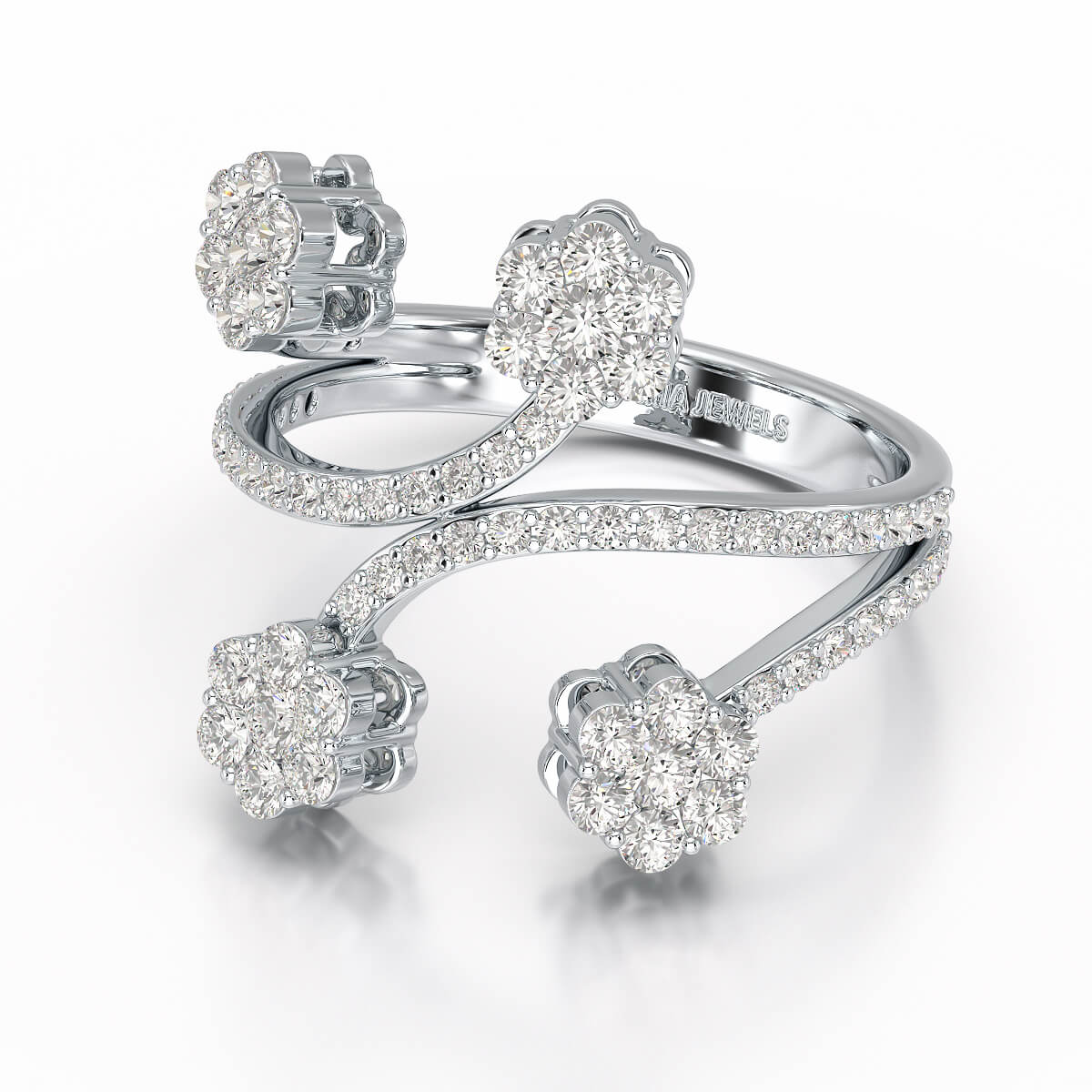 1.12 CT Flower Shape Lab Diamond White Gold Ring