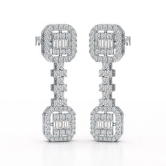 1.16 CT Baguette Cut Lab Diamond Drop Earring